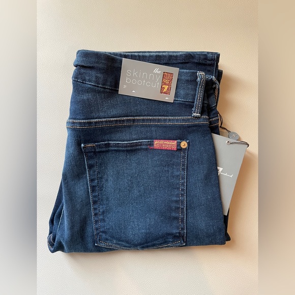 NWT Women’s 7 For All Mankind Jeans The Skinny Bootcut Dark blue size 31 - Picture 3 of 11